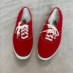 Vans Men’s Low-Top Canvas Sneakers in Red with White Laces